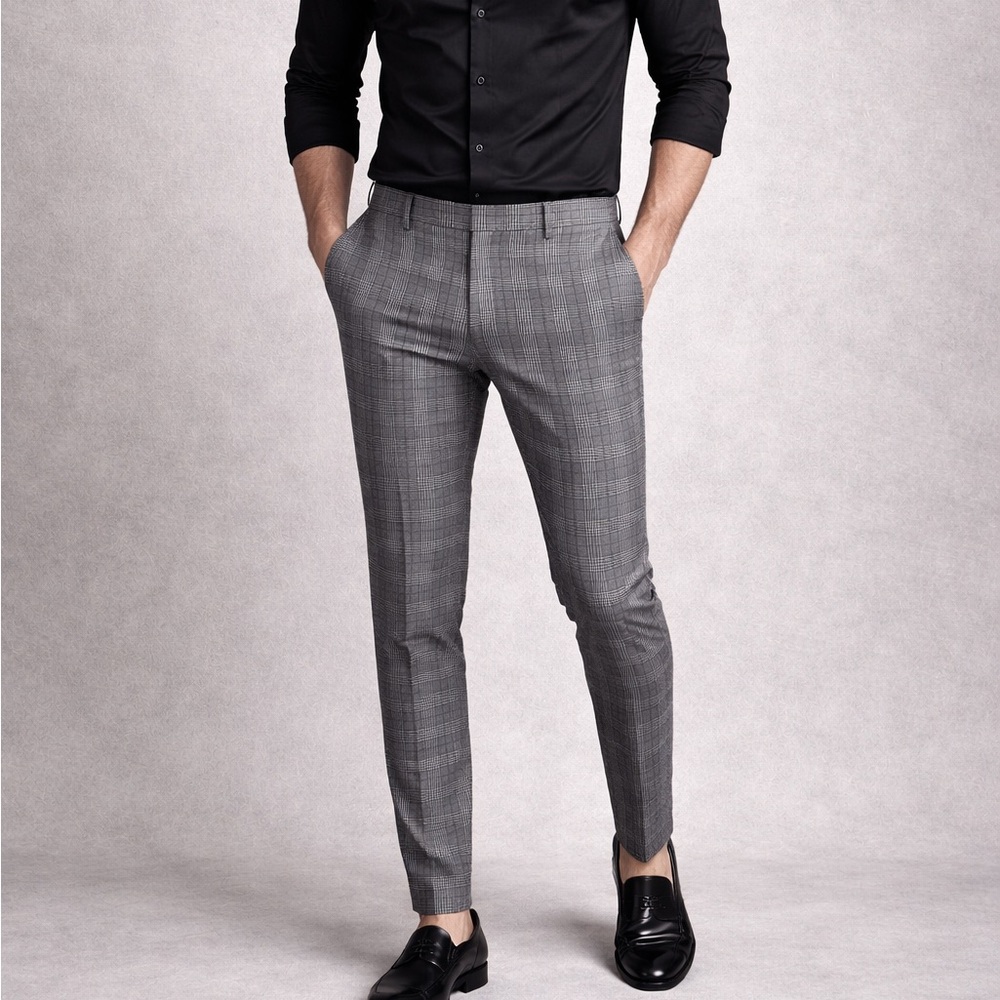 H&M Gray Glen Plaid Skinny Fit Dress Pants 33R